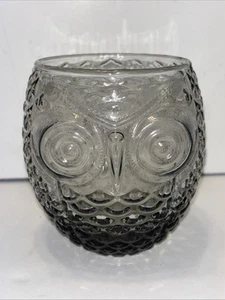 Vintage Smoky Gray Glass Roly Poly Owl Cocktail Glass- 4.5” Tall Honeycomb - Picture 1 of 4