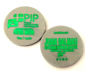 Ficha JUAN DALMAU 20 PARTIDO INDEPENDENTISTA PIP Puerto Rico Wooden Nickel Token - Picture 1 of 3