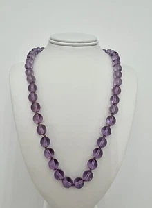 NOLAN MILLER Silver Tone Lavender Glass Toggle Beaded Necklace, Signed, 18" - Picture 1 of 11