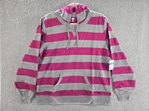 SJB Active Hoodie Womens Small Pink Striped Cotton Long Sleeves Pullover - Picture 1 of 6