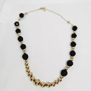 Vintage Park Lane Signed Faceted Black and Gold Tone Bead Necklace Classic - Picture 1 of 7