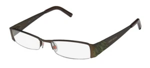 NEW KAREN MILLEN KM0087 EYEWEAR BROWN WOMENS 2 HALF-RIM METAL DESIGNER 49-17-135 - Picture 1 of 8