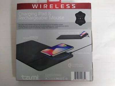 Tzumi Wireless Charging Pad & Rechargeable Wireless Mouse w/Built-in Qi Charging - Image 1 of 3