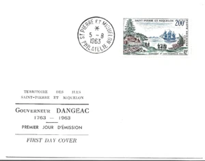 1963 ENVELOPP 1er JOUR-GOUV. DANGEAC-TERRIROIRE DES ÎLES SAINT-PIERRE & MIQUELON - Imagen 1 de 1
