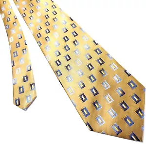 Martin Wong Screenplay Silk Tie Woven Geometric Short Wide Yellow - Picture 1 of 6