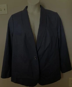 GIACCA Talbots DONNA BLU NAVY BLAZER 18W NUOVA misto cotone nuova con etichette $189 un bottone - Foto 1 di 2