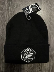 Faith Moves Mountains Swanson Christian Products Black Beanie Stocking Hat - Picture 1 of 4