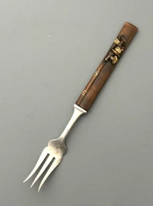 Figura giapponese firmata Gorham Mixed Metals Fork KOZUKA manico Sterling Tines - Foto 1 di 6