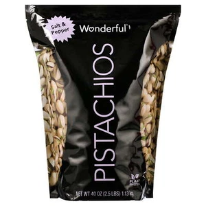 Wonderful Pistachios, Salt & Pepper, 40 Ounce Resealable Pouch - Picture 1 of 8