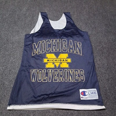 VTG Champion Michigan Wolverines Mesh Basketball Jersey Youth Large 14 - 16 Blue - Image 1 of 4