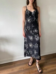 Women's Wallis Black Floral Print Frill Maxi Dress Size UK 8/EU 36 RRP: £40.00 - Picture 1 of 6
