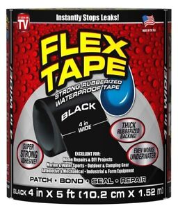 Flex Tape Rubberized Waterproof Tape Strong Flex Tape 4 inches x 5 feet Black