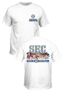 SEC Herren T-Shirt Maskottchen Illustrationen weiß 2-seitig Kurzarm - Bild 1 von 8