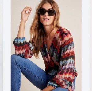 Anthropologie Laurie Chevron Wickelbluse Small by Conditions Apply Neu mit Etikett - Bild 1 von 11