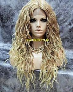 LACE FRONT FULL WIG LONG CURLY LAYERED MEDIUM BLONDE MIX T27.613 HEAT OK NWT - Picture 1 of 9