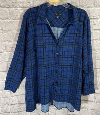 Top túnica Susan Graver fin de semana regular a cuadros 3XP elástico ligero elegante 9840 Foto 1 de 4