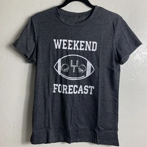 Women's Weekend Forecast Football Short Sleeve Graphic Gray T-Shirt Size Medium - Picture 1 of 6