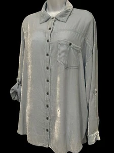 Johnny Was Pete Greta Damen Shirt Sea Foam Knopf Samt Seidenmischung Boho fließend S - Bild 1 von 8