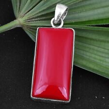 Red Coral Gemstone Handmade Pendant Fine 925 Sterling Silver Pendant