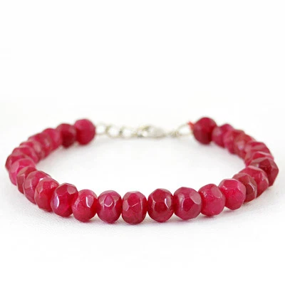 132.45 CTS EARTH MINED ENHANCED RUBY ROUND SHAPED FACETED BEADS BRACELET (RS) - Image 1 of 2