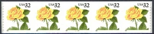 Yellow Rose Self-Adhesive 32 Cent 5 Coil Stamps PNC5 MNH Scott 3054 Plate #1122 - Picture 1 of 2