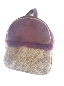 sylvain lefebvre Faux Fur Trim Plastic and Suede Mini Backpack Purple and Tweed - Picture 1 of 6