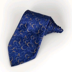 Italo Ferretti Tie Polka Dot Royal Blue Orange White Abstract Bubbles Satin Silk - Picture 1 of 10