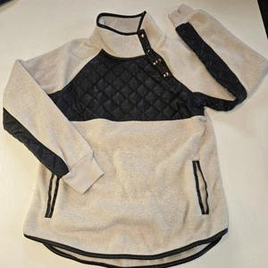 Pullover Abercrombie Fitch Asimétrico Acolchado a Presión Marrón Oscuro Crema Talla... - Imagen 1 de 7