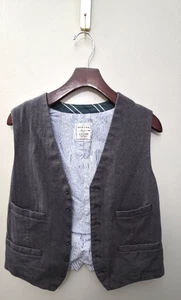 Merona Men’s Medium Gray Cotton Vest 4 Pocket Preppy Classic Casual - Picture 1 of 8