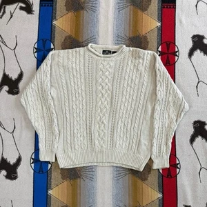 Vintage 90s Structure Rollneck Knit Sweater Size XL Fisherman Cable Knit - Picture 1 of 9