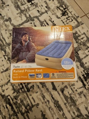 Intex Twin 18" Dura-Beam Quilted Raised Pillow Rest Airbed Inflatable Mattress - Image 1 of 4