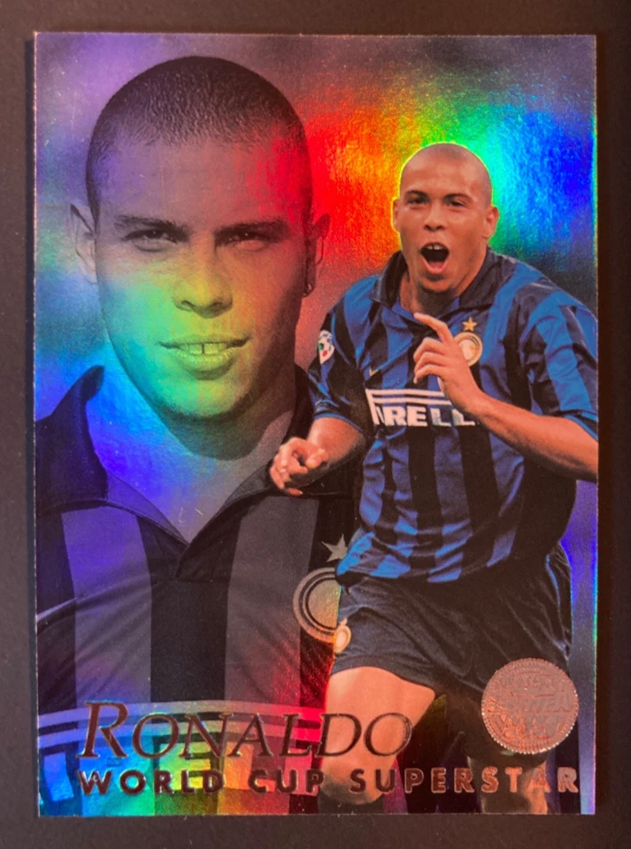 Tarjeta de aluminio Merlín Serie A World Cup Superstar 1998-99 # B3 Ronaldo Inter de Milán Foto 1 de 2