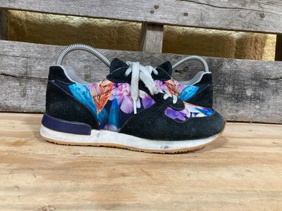 Zapatos Inkkas - Mujer 6 - Negro Gamuza Estampado Floral - Con Cordones - Tenis para Correr Foto 1 de 4