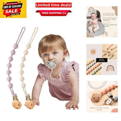 Trendy Silicone Dummy Clips - 2 Pcs Baby Pacifier Holders for Boys & Girls - image 1 of 4