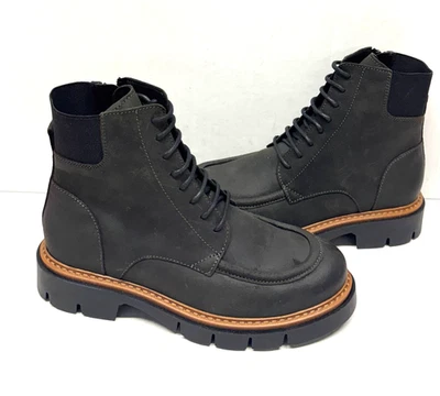 MIZ MOOZ NUBUCK  LEATHER  BOOTS LACE UP SIDE ZIP   BLACK  37EU / 7US NEW # Z-62 - Image 1 of 4