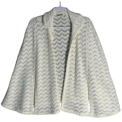 Poncho Lane Bryant Talla Única Cuello Crochet Tejido Capa Crema Abrigo Chal Lana Foto 1 de 4