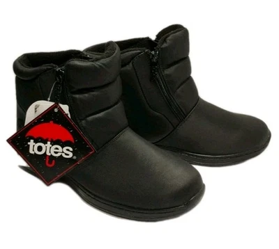 NWT Totes Womens Puffy Double Zip Ankle Boots Size 9 Black Waterproof - Image 1 of 4