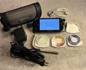 Sony PSP 1001 Blk Playstation Console W/ 3 Games, Battery, Charger, Remote, Case - Picture 1 of 24