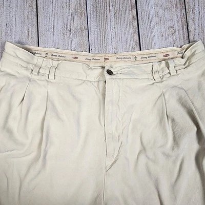 TOMMY BAHAMA MEN'S SIZE 40 x UFN IVORY 100% SILK PANTS PLEATED FRONT INSEAM 25 - Image 1 of 4