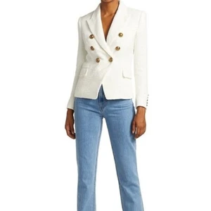 Balmain White Ivory Wool Tweed Blazer Jacket 36 2/4 - Picture 1 of 8