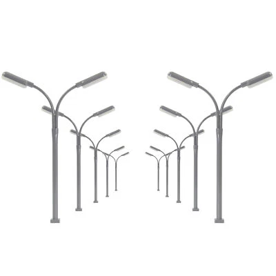 10pcs Model Trains HO Scale 1:87 Two-heads Lamp Street Light Bright White LEDs - Image 1 of 4