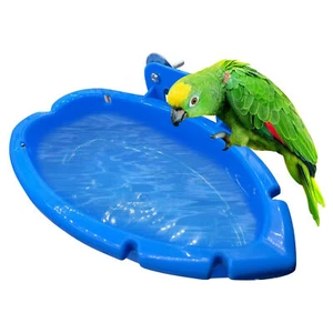 Bird Water Bath Tub For Pet Bird Cage Hanging Bowl Parrots Parakeet Birdbath - Picture 1 of 9