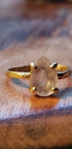 Anello Vintage Oro Giallo 10K Quarzo Rosa Rosa Misura 6 - Foto 1 di 24