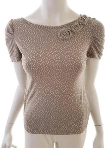 Rocha. John Rocha T. 8 (36) Beige Blusa Algodón Manga corta Lunares - Imagen 1 de 5