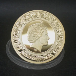 Challenge Commemorative Coin Gift Gold Plated Queen Elizabeth II 1926-2022 UK - Picture 1 of 3