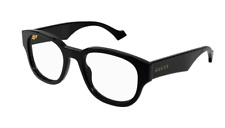 Gucci GG1429O 001 Black Clear Round Men's Eyeglasses