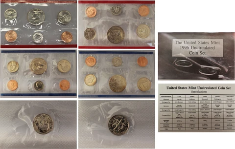 1996 PDW US Mint Set w/ West point Dime (OGP) 11 coins Cover