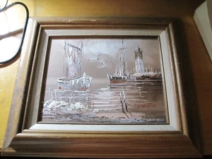 Rikard Lindstrom, oil on board painting, framed signed by the artist 14.5x12.5" - Picture 1 of 7