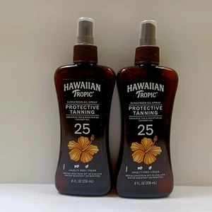 Lot of 2 pack Hawaiian Tropic Island Tanning Coconut Oil SPF 25 8oz each 07/2025 - Picture 1 of 2