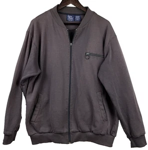 JOHN BLAIR Full Zip Jacket Men's Sz Large Brown Zip Pocket Grandpacore Retro Dad - Picture 1 of 14